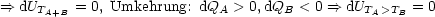 ==> dU     = 0, Umkehrung: dQ  > 0,dQ  < 0 ==> dU      = 0
     TA+B                   A       B          TA >TB
