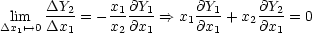  lim  DY2- = -x1 @Y1==>  x @Y1-+ x @Y2-= 0
Dx1'-->0 Dx1     x2 @x1    1@x1    2@x1
