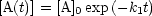 [A(t)] = [A]0exp(- k1t)
