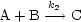       k2
A + B --->  C
