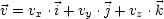 v = vx .i+ vy .j + vz .k
