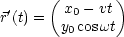  '    ( x0 -vt )
r (t) =  y0coswt
