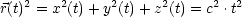 r(t)2 = x2(t)+ y2(t)+ z2(t) = c2 .t2
