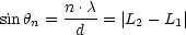         n.c
sinhn = -d--= |L2- L1|
