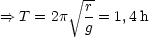          V~  r
==> T = 2p  g = 1,4h
