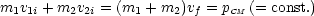 m1v1i + m2v2i = (m1 +m2)vf = pCM (= const.)
