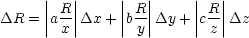       |   |     |  |     |  |
DR  = ||aR-||Dx + ||bR-||Dy + ||c R||Dz
      | x |     | y|     | z|
