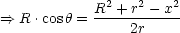              2   2   2
==> R .cosh = R-+-r---x--
                2r
