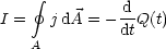      gf 
              d-
I =   jdA = - dtQ(t)
    A
