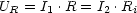 UR  = I1 .R = I2 .Ri
