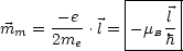               |-----|
      - e     |    l|
mm =  2m--.l =|-mB h|
        e     -------

