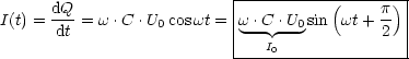       dQ                  |-----------(----p-)|
I(t) = ---= w .C .U0coswt =|w-.C .U0sin  wt+ -- |
      dt                  |   I0           2  |
                          ---------------------
