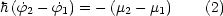 h(f˙2 - ˙f1) = - (m2- m1)   (2)
