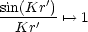 sin(Kr')-
  Kr'  '-->  1
