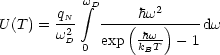        qN  integral wD   hw2
U (T ) = w2   ---(-hw-)----dw
        D 0  exp  kBT  - 1
