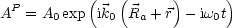   P        (   (      )      )
A   = A0exp  ik0 Ra + r  -iw0t
