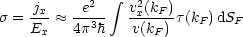            2   integral  2
s = jx- ~~ -e--   vx(kF)t(kF)dSF
    Ex   4p3h   v(kF)
