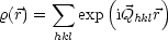        sum      (     )
r(r) =   exp  iQhklr
      hkl
