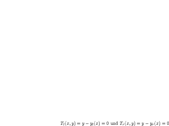 Tl(x,y) = y - yl(x) = 0 und Tr(x,y) = y- yr(x) = 0
