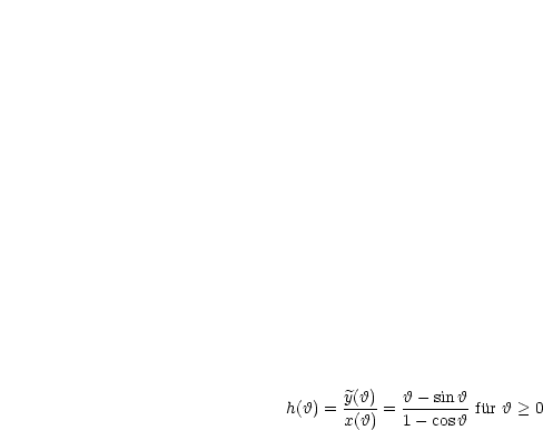 h(h) = y(h)-= h---sinh-fur h > 0
       x(h)   1 - cosh
