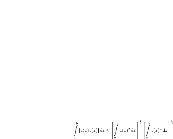                 |_         _ | 12 | _          _| 12
 integral b              integral b            integral b
  |u(x)v(x)| dx <  |_   u(x)2dx  _|   |_  v(x)2 dx _| 
a               a             a
     