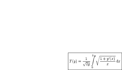 |--------------------------|
|           ~x integral B V~ --------   |
|T(y) =  V~ 1-    1-+y'(x)dx |
|        2g        x       |
------------0--------------
