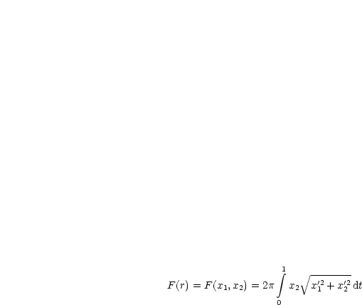                      integral 1  V~ --------
F (r) = F(x1,x2) = 2p x2  x'21 + x'22dt
                    0
