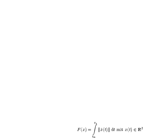        integral t1
F(x) =  ||x˙(t)||dt mit x(t)  (-  R2

      t0
