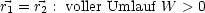 r1 = r2 : voller Umlauf W > 0
