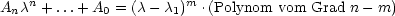 Ancn + ...+ A0 = (c - c1)m .(Polynom vom Grad n - m)
