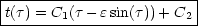 |-----------------------|
t(t) =-C1(t--e-sin(t))+-C2
