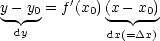 y -y0 = f'(x0)(x- x0)
 -  -         --  --
  dy          dx(=Dx)
