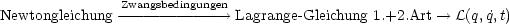                Zwangsbedingungen
Newtongleichung -------------->  Lagrange- Gleichung 1.+2.Art --> L(q, ˙q,t)
