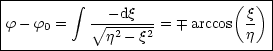 |-------- integral ------------------(--)-|
|f- f0 =    V~ --dq-- =  arccos  q- |
-------------j2--q2------------j---
