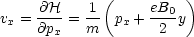              (         )
    -@H-  -1       eB0--
vx = @px = m  px +  2 y
