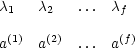 c1   c2   ...  cf

a(1)  a(2)  ...  a(f)
