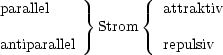 parallel    }      {  attraktiv
            Strom
antiparallel          repulsiv
