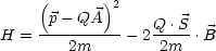     (       )2
     p - QA
H = ----------- 2Q-.S-.B
        2m         2m
