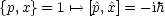 {p,x}=  1 '--> [p^,^x] = - ih
