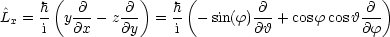        (          )     (                       )
L^x =  h-y @---z @-- = h- - sin(f)-@-+ cosf cosh @--
      i   @x    @y    i         @h            @f
