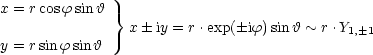 x = r cosf sin h }
                x iy = r .exp( if)sinh ~ r.Y1, 1
y = rsinf sinh
