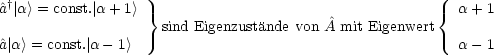 ^a†|a> = const.|a+ 1> }                                  {  a + 1
                     sind Eigenzustande von A^mit Eigenwert
^a|a> = const.|a -1>                                         a - 1
