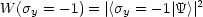 W (sy = -1) = |<sy = - 1| Y >| 2
