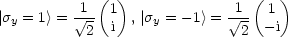           1 (1 )             1  ( 1)
|sy = 1> =  V~   i , |sy = -1> =  V~ - - i
           2                  2
