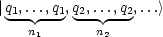 |q1,...,q1,q2,...,q2,...>
    n1       n2
