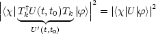 |               |
||<x|T†U (t,t )T  |f>||2 = |<x |U |f>|2
    k--- -0-k
      U'(t,t0)
