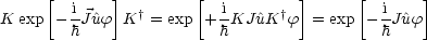       [  i   ]         [  i        ]     [  i    ]
K exp  -h-J^uf K † = exp  +h-KJ ^uK †f  = exp - hJ ^uf
