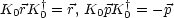 K0rK † = r, K0pK †= - p
     0          0
