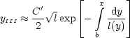                |_         _| 
      C' V~ -       integral x dy
yIII  ~~ --- lexp |_ -  ---- _| 
      2          b l(y)
