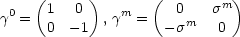     (      )       (         )
 0    1  0     m      0   sm
g =   0  -1  , g =  - sm   0
